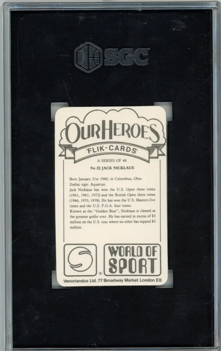 1979 Venorlandus JACK NUCKLAUS #22 RC Rookie GOLF SGC 8 NM-MT