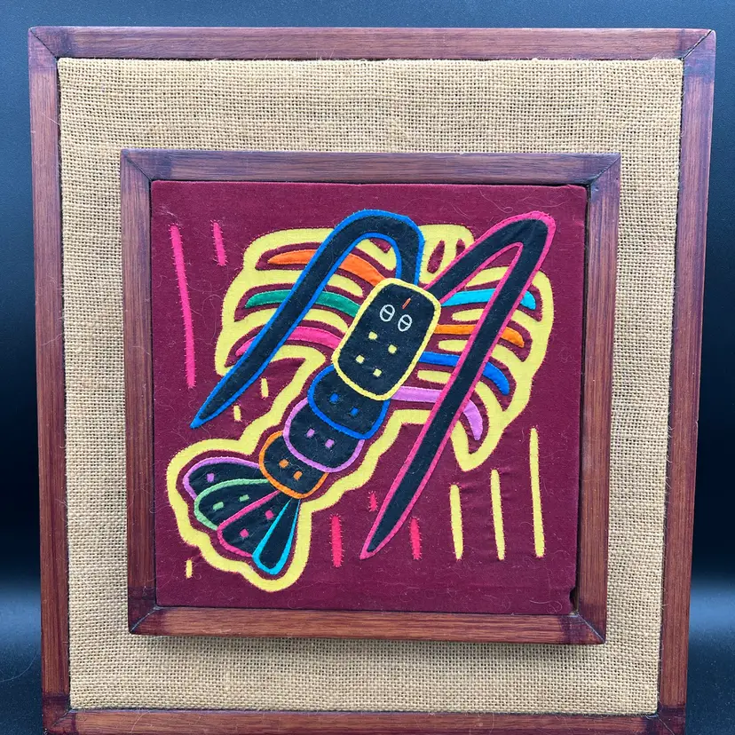 Mola Framed Lobster ~ 12” X 12”