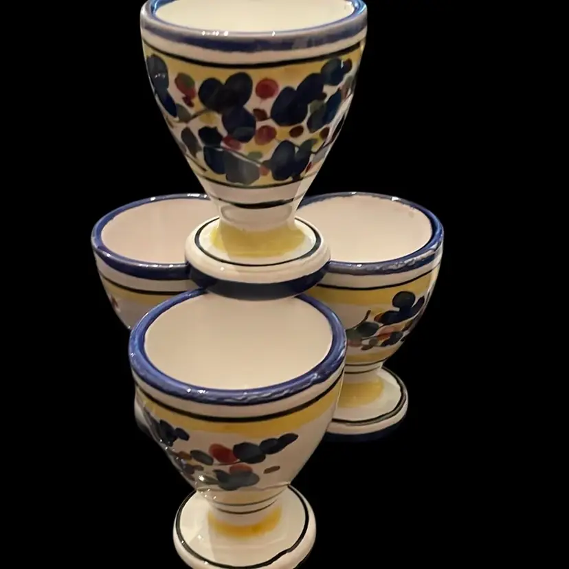 4 Authentic Deruta Egg Cups Handpainted Guaranteed