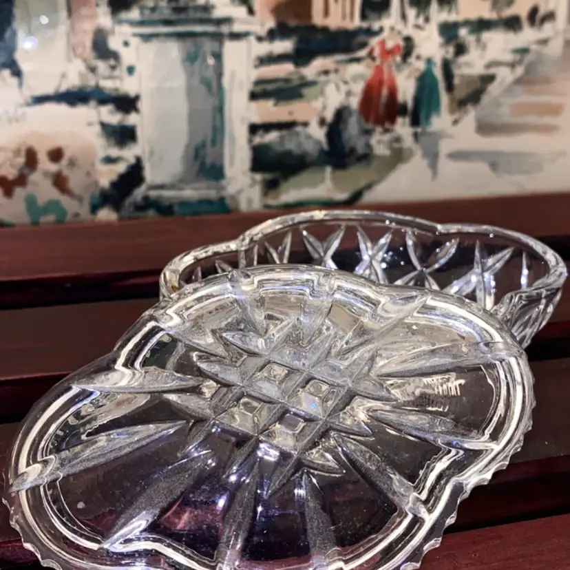 Vintage Crystal Cut Lidded Candy Dish Trinket Dish Glass Box