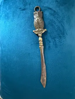 Vintage Brass Owl Letter Opener – Mid-Century Cast Brass Desk Accessory