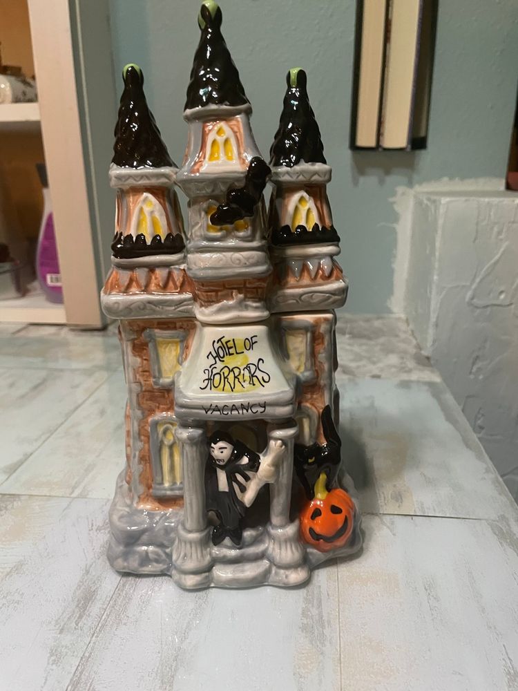 Blue Sky “Hotel of Horrors” Vampire 11” Tall Tea Light Candle House Halloween