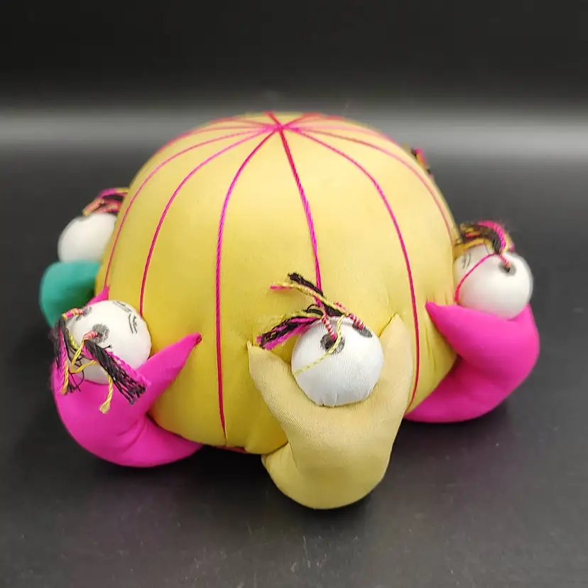 Vtg Brocade Silk Chinese Yellow Pin Cushion