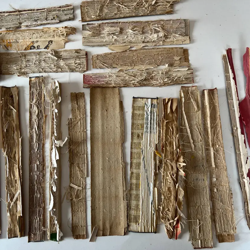 20 Vintage Book Binding Spine Pieces. Textured Paper. Unique Ephemera Supplies. Journaling, Scrapbooking.