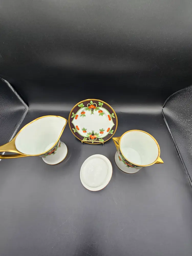 Stouffer Hand Painted Creamer, Sugar and Plate Set JR Bavaria