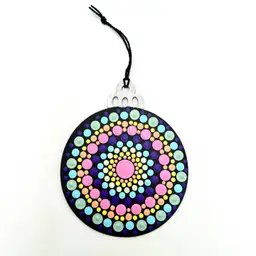 Hand Painted Dot Mandala Wood Christmas Decorative Ornament 5”D