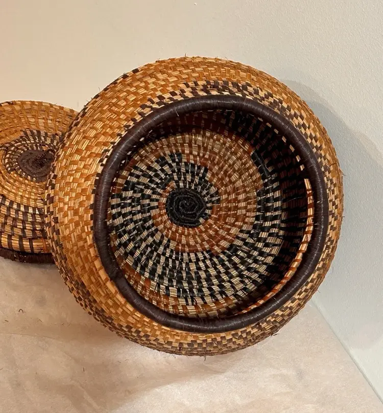 Mid 20th Century Covered Native American Basket - NE Coast