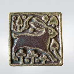 Motawi Tile Rabbit  Hang or Paperweight 3”x3 No Issues Ceramic Bunny Rabbit