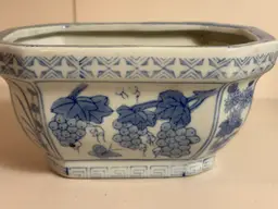 Ben Rickert Signed Decorative Planter, Blue And White, Vintage 1980