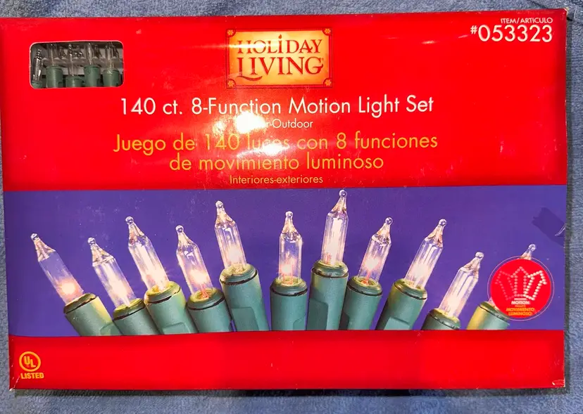 NOS Holiday Living 140 Count 8 Function Motion Christmas Light Set Clear 053323