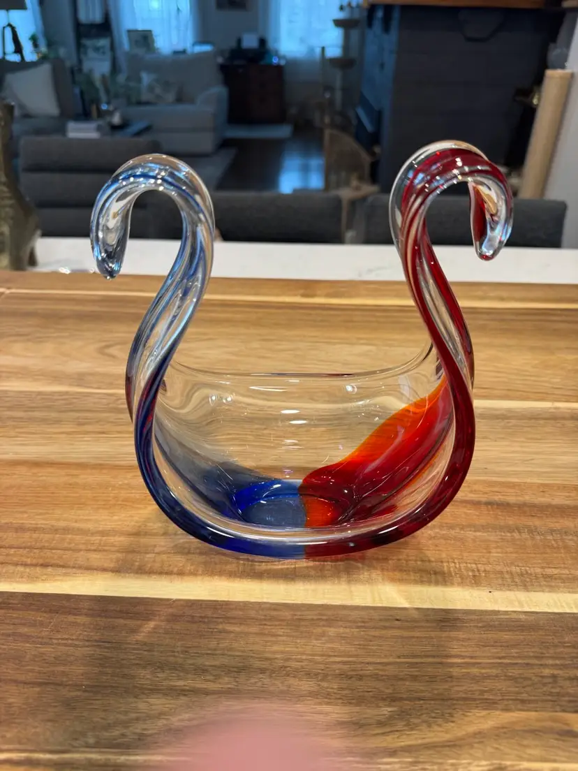 Murano Style Double Swan Dish