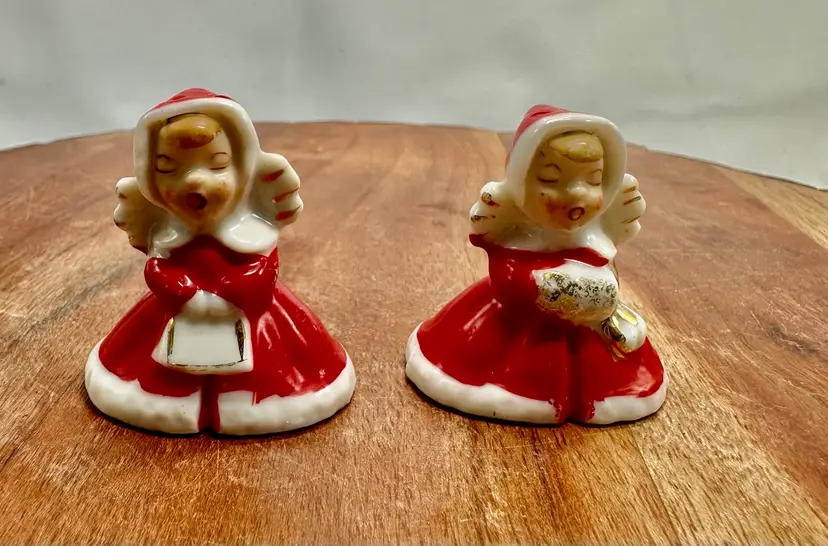 Vintage Porcelain Angel Caroler Bells Made In Japan Set Of 2
