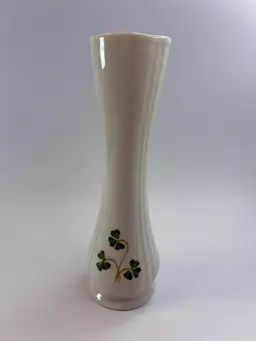 Beleek Donegal Parian China Ivory with Shamrock Vase Millenium 2000 6.5”