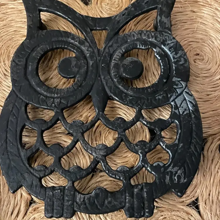 VTG Cast Iron Owl Trivets Made In Taiwan