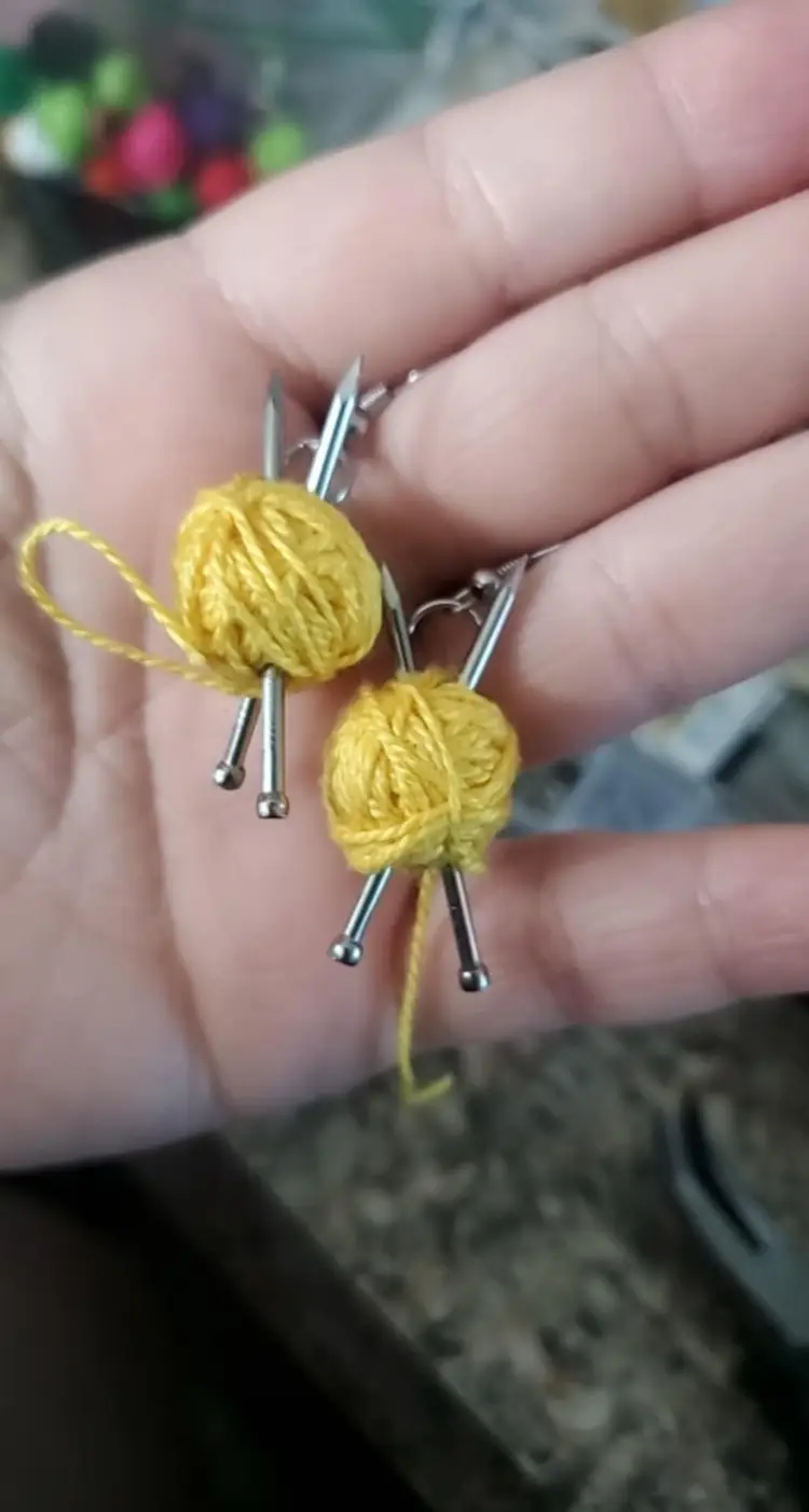 Yarn ball earrings