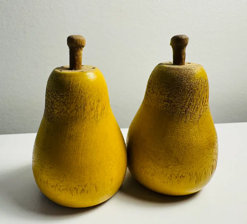Small Wood Pear Salt & Pepper Shakers