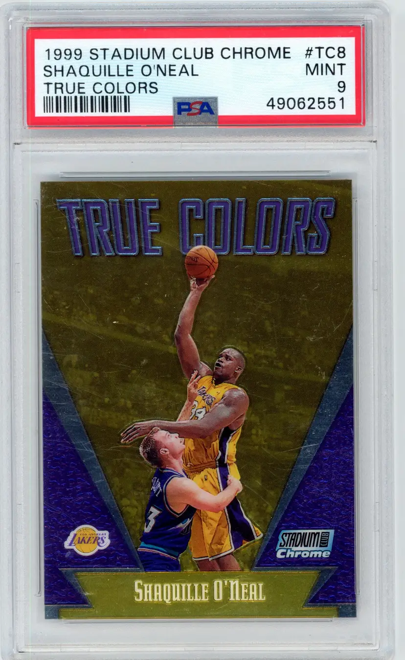 1999 Stadium Club Chrome SHAQUILLE O'NEAL #TC8 True Colors LAKERS HOF PSA 9 MINT