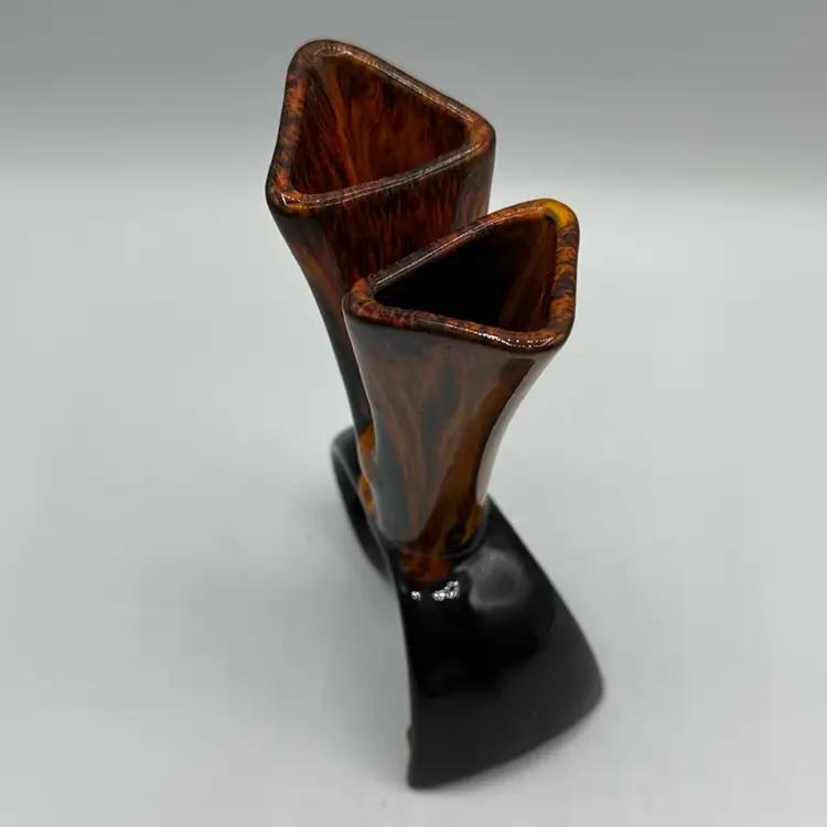 Canuck Pottery Canada Orange Drip Glaze Double Vase