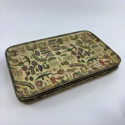 Alfred E. Knobler 1950s Set Of 4 Egyptian Revival Cocktail Servings Trays 8x5.25