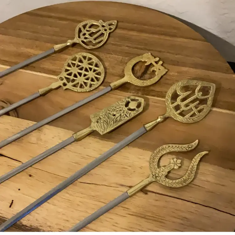 Brass Decorated End Kebab Skewers