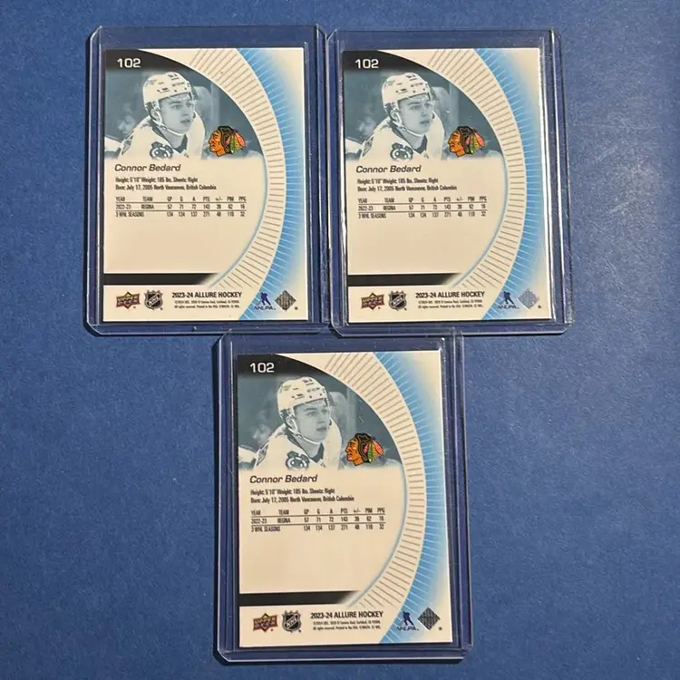 2023-24 Upper Deck Allure Connor Bedard Base Rookie #102 Chicago Blackhawks RC Bundle - Chicago Blackhawks