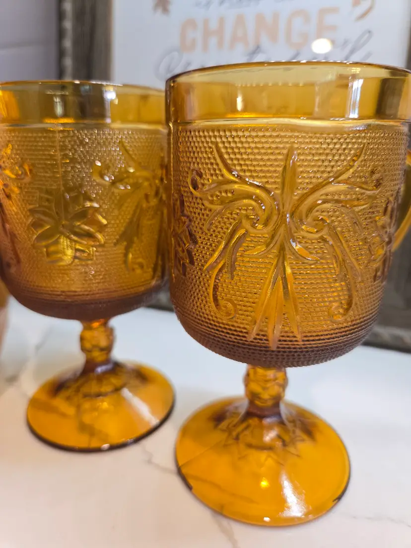 Indiana Glass Amber Wine Goblets