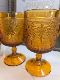 Indiana Glass Amber Wine Goblets