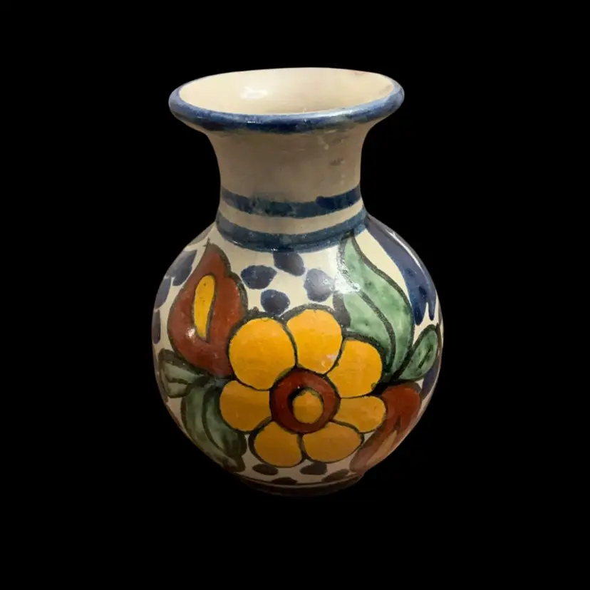 HP Mexican Talavera Pottery Vase 4.5” x 3.5”