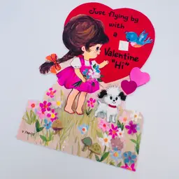 Bluebird And Puppy Vintage Valentine