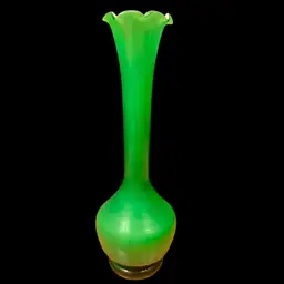 Green Cased White Fluted Bud Vase 8 Inches