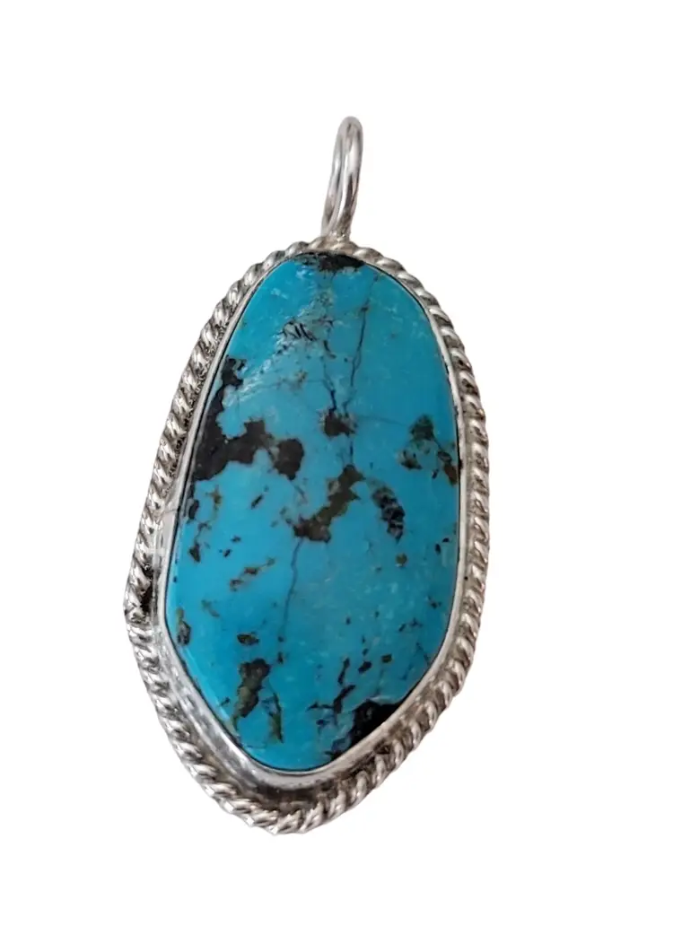 Sterling Silver Turquoise Oval Pendant E647