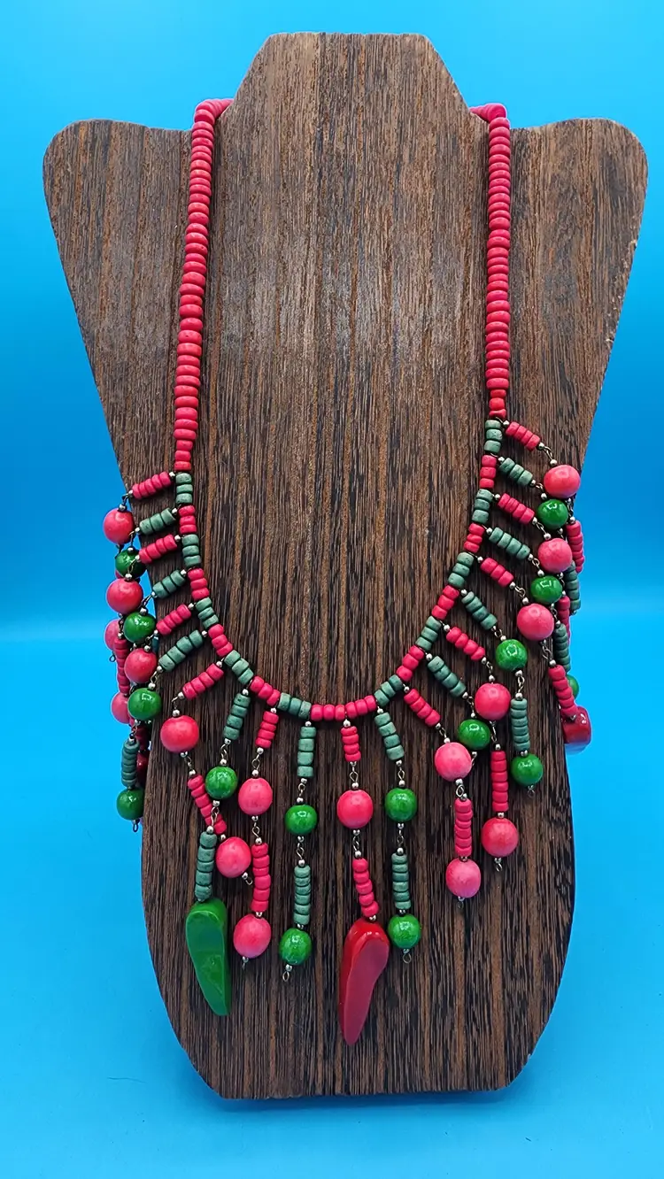 Painted Wooden Beaded Necklace