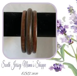 Vintage Handmade Set of Three Wooden Bangle Bracelets