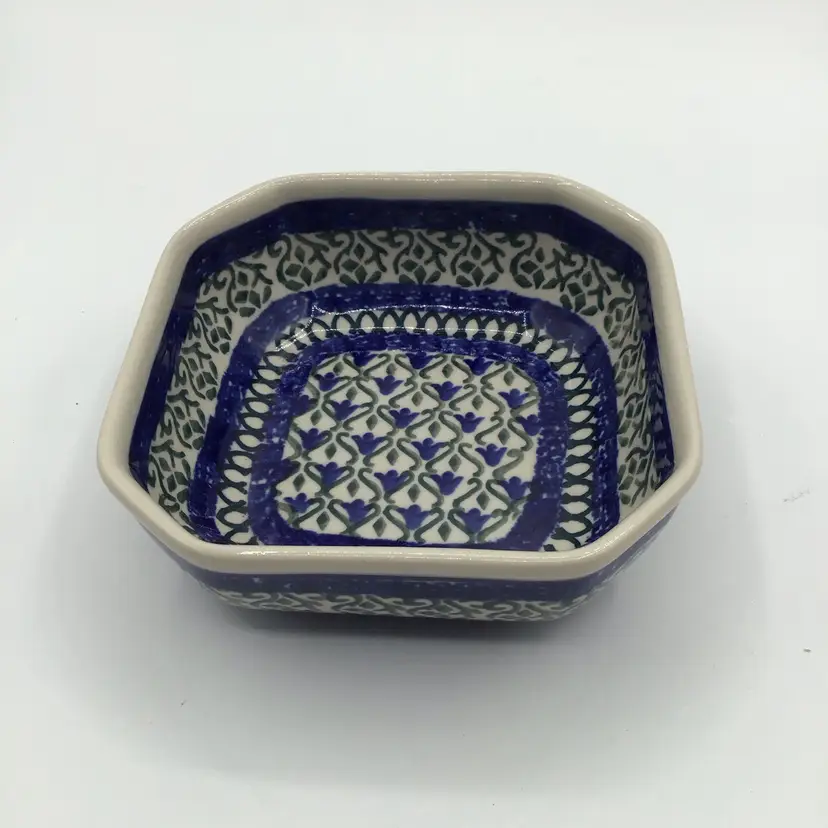 Polish Square Bowl Blue And Green 5”