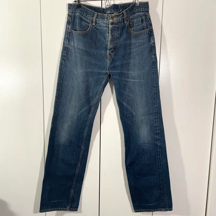 The Hundreds Jeans Mens 32 Blue Straight Fit Button Fly Denim Pants Distressed