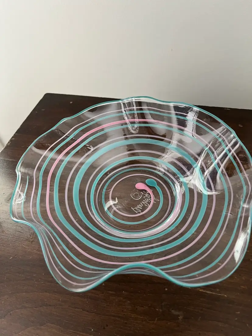 Hand Blown “Wavie” Bowl -Pean Doubulyu Signed And Dated