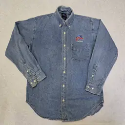 Vintage Planet Hollywood Adult Button Down Shirt M Denim Blue New Orleans