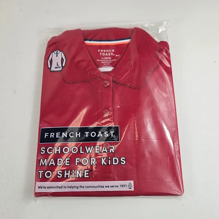 Large Girl's Uniform Polo Shirt Lot 12 Shirts Per Box Bagged with Hangers