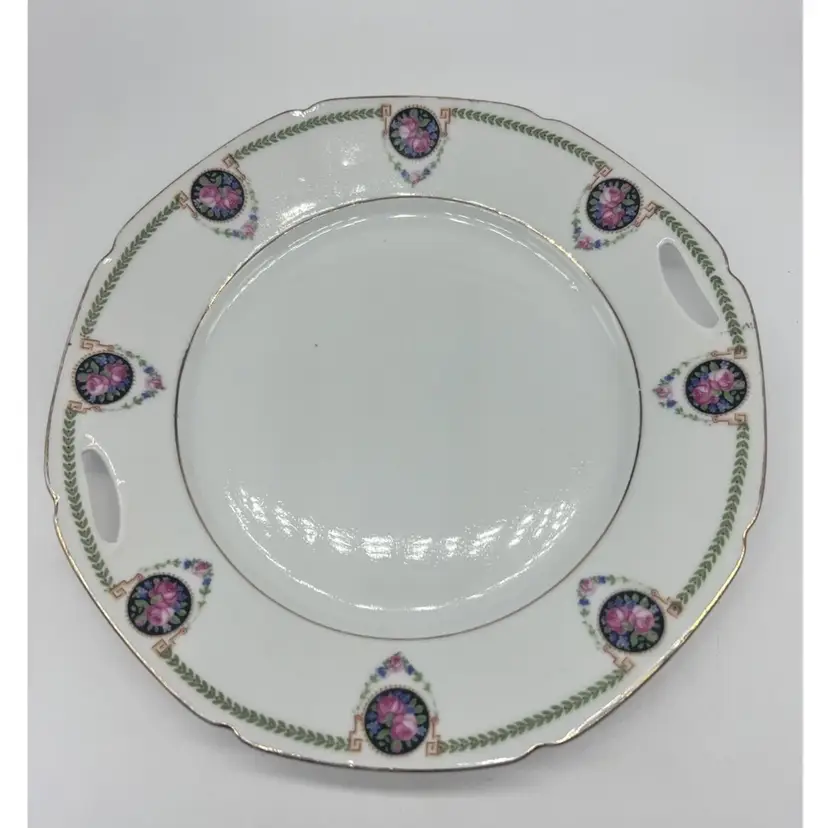 Vintage Rose Medallion & Leaf German Dinner Plate 9.5”