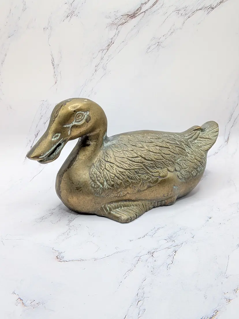 vintage brass duck unique natural oxidization patina htf