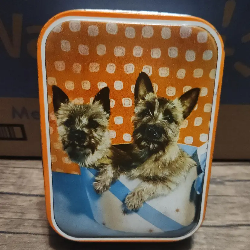 Vintage Terrier Dog Tin Made In England