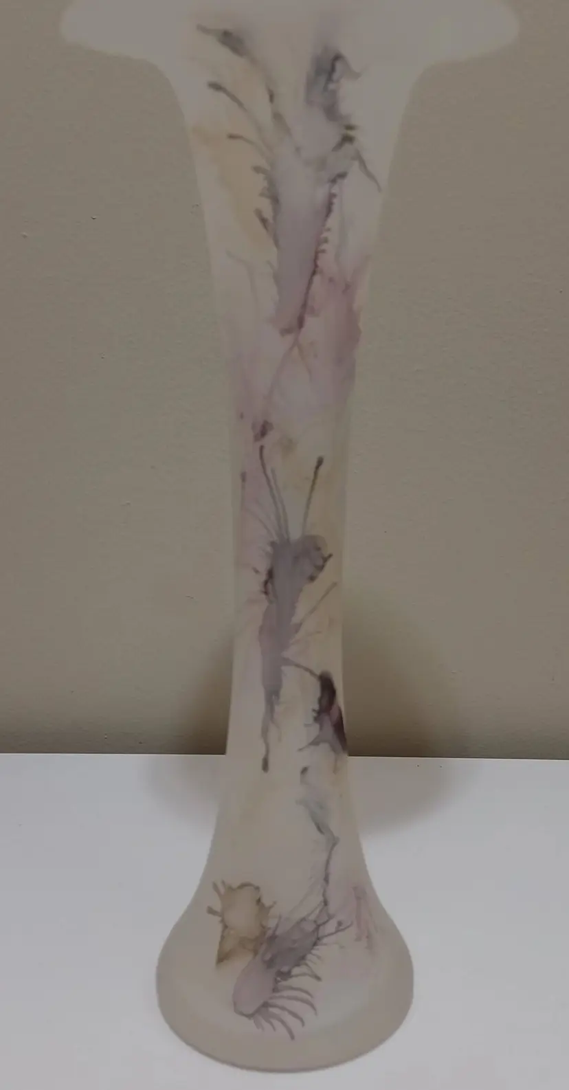 Colorful Vintage Romanian Frosted Glass Jack In the Pulpit Vase