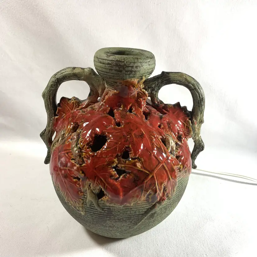 RARE ANTIQUE AMPHORA ART NOUVEAU CERAMIC ACCENT LIGHT - CIRCA 1900-1910