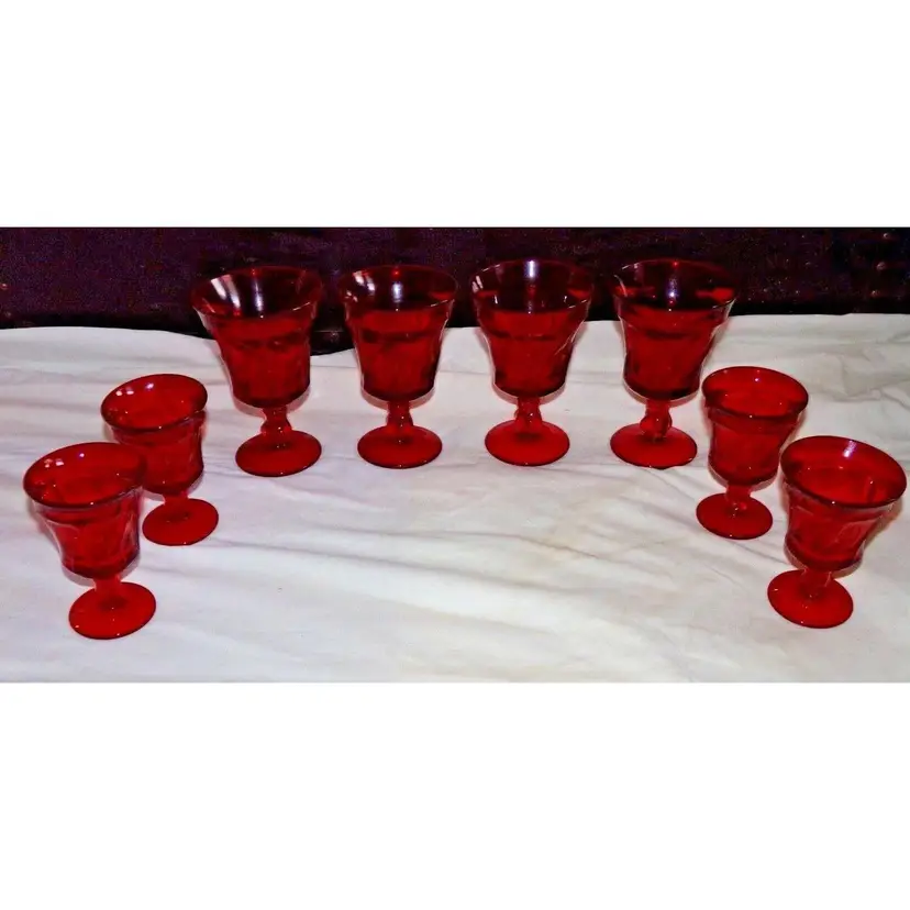Fostoria Jamestown Ruby Red Water Or Wine Glasses. Sets of 4. MCM ~ Each set sold separately!