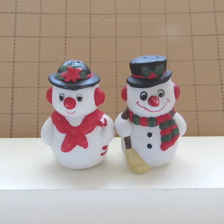 Bisque Snow Couple Salt and Pepper Shaker Set