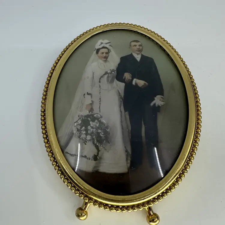 Miniature Brass Frame Old Couple