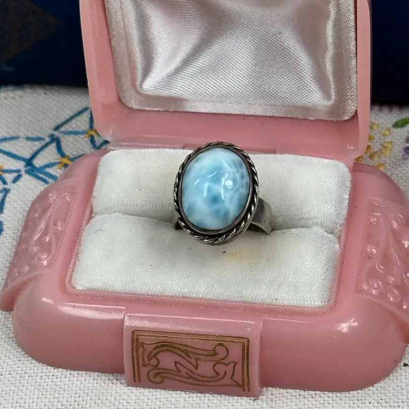 Sterling Silver Larimar Ring Size 6
