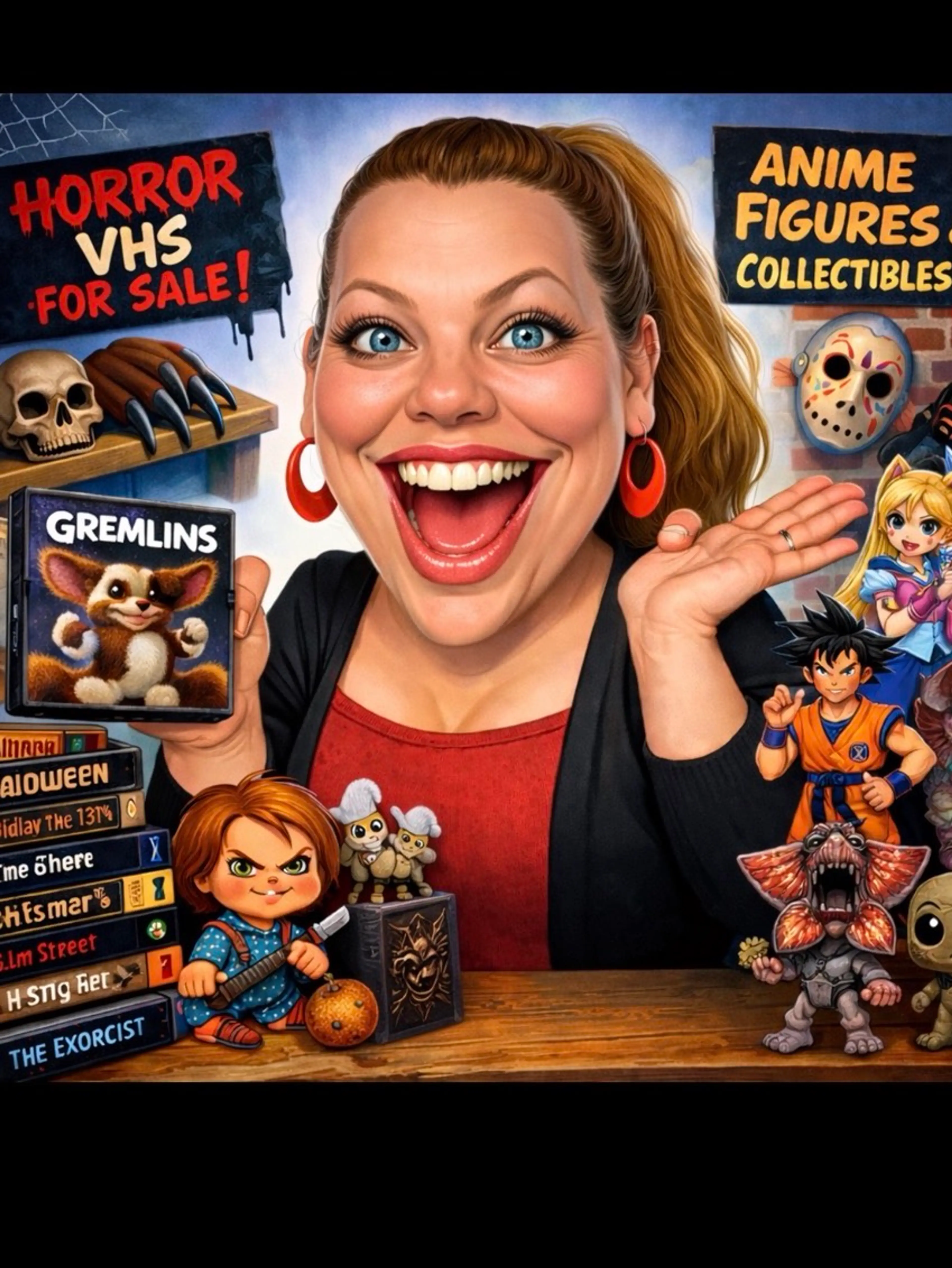 Horror VHS, Anime figures,  and more.. 