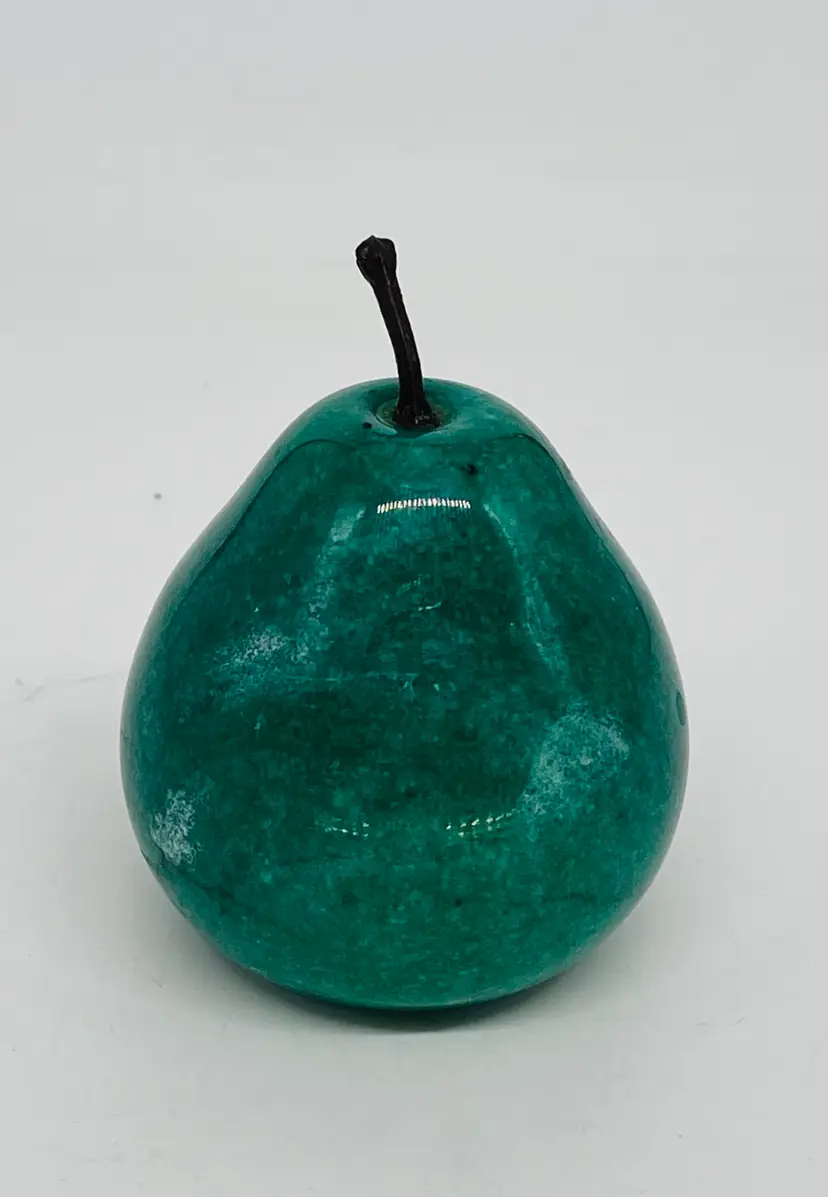 Heavy Green Stone Pear Shaped Paperweight With Stem 