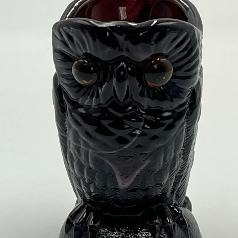 Vintage Imperial Glass Amethyst Slag Glass Owl Open Sugar/ Match/ Toothpick Holder